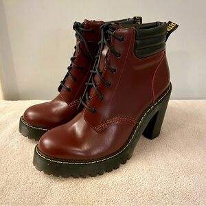NEW Dr. Martens Persephone Shiraz Heeled Boot Lace Up Burgundy Red US 9